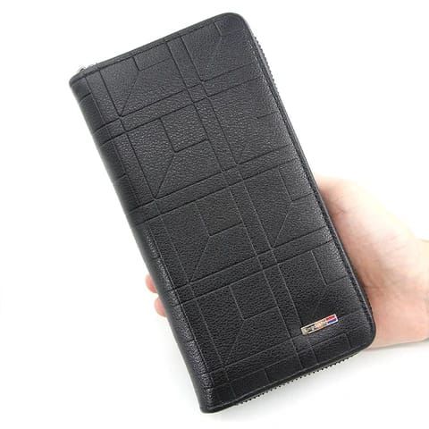 Luxury PU Leather New Men's Wallets Long Wallets Fashion Embossed Vertical Zipper Handbag Large Capacity Plus Soft Wallet - Oshi.pk - Buy & Sell Online
