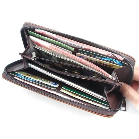 Luxury PU Leather New Men's Wallets Long Wallets Fashion Embossed Vertical Zipper Handbag Large Capacity Plus Soft Wallet - Oshi.pk - Buy & Sell Online