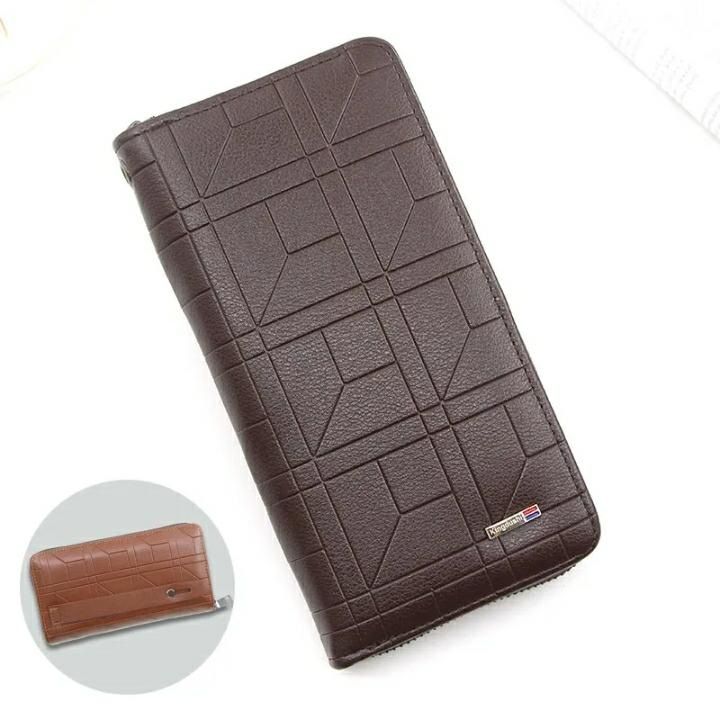 Luxury PU Leather New Men's Wallets Long Wallets Fashion Embossed Vertical Zipper Handbag Large Capacity Plus Soft Wallet - Oshi.pk - Buy & Sell Online