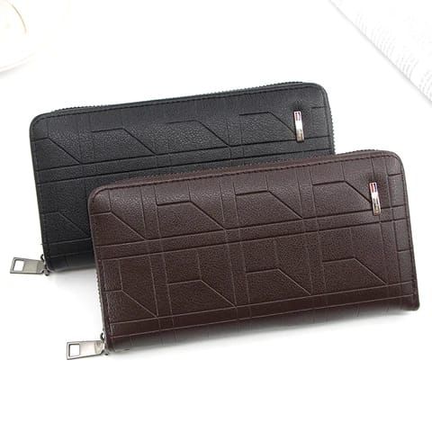 Luxury PU Leather New Men's Wallets Long Wallets Soft Fashion Vertical Zipper Handbag - Oshi.pk - Buy & Sell Online