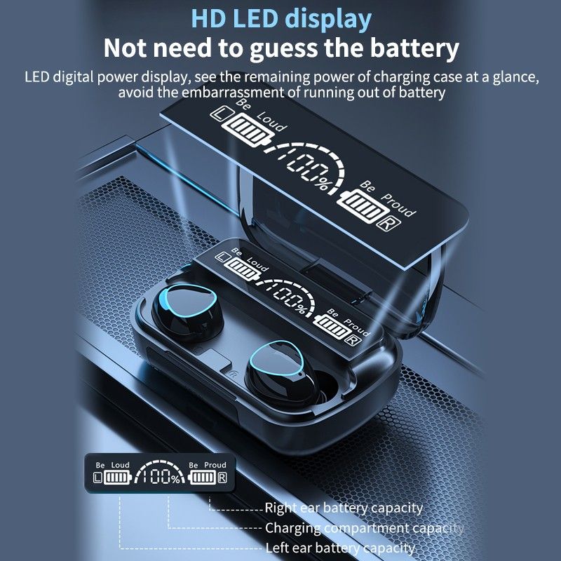 M10 TWS Wireless Headphones Touch Control Bluetooth-Compatible 5.1 Earphones Wireless Headset Waterproof 9D Hifi Quality Earbuds - Oshi.pk - Buy & Sell Online