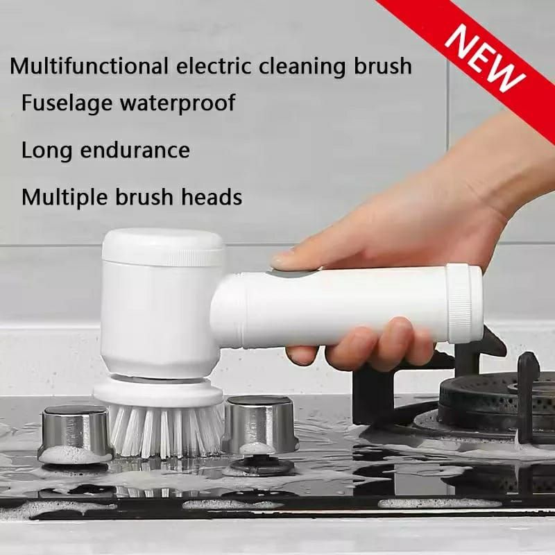 Magic Brush 5 In 1 Handheld Electric Cleaning Brush for Bathroom Tile and Tub Kitchen Washing Tool - Oshi.pk - Buy & Sell Online