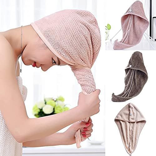 Magic Microfiber Hair Fast Drying Dryer Towel Bath Wrap Hat Super Absorbent Quick Cap Turban Head Wrap - Oshi.pk - Buy & Sell Online