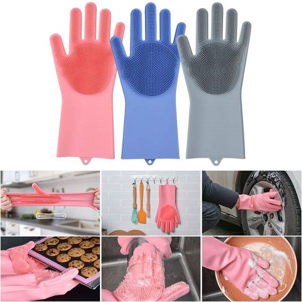 Magic Silicone Dish Washing Gloves for Kitchen Dishwashing and Pet Grooming - Oshi.pk - Buy & Sell Online