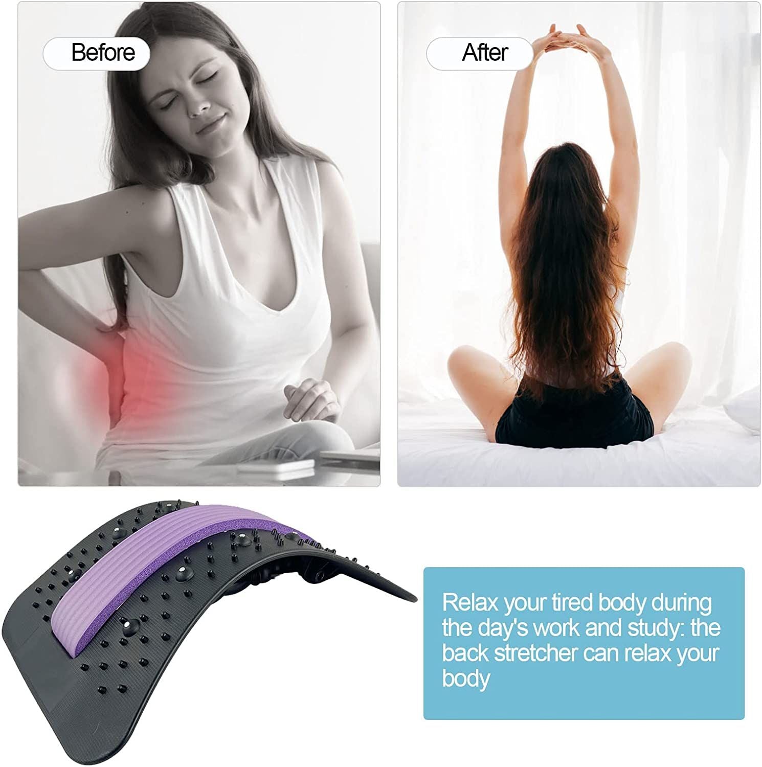 Magnetotherapy Multi-Level Adjustable Back Massager Stretcher Waist Neck Fitness Lumbar Cervical Spine Support Pain Relief - Oshi.pk - Buy & Sell Online