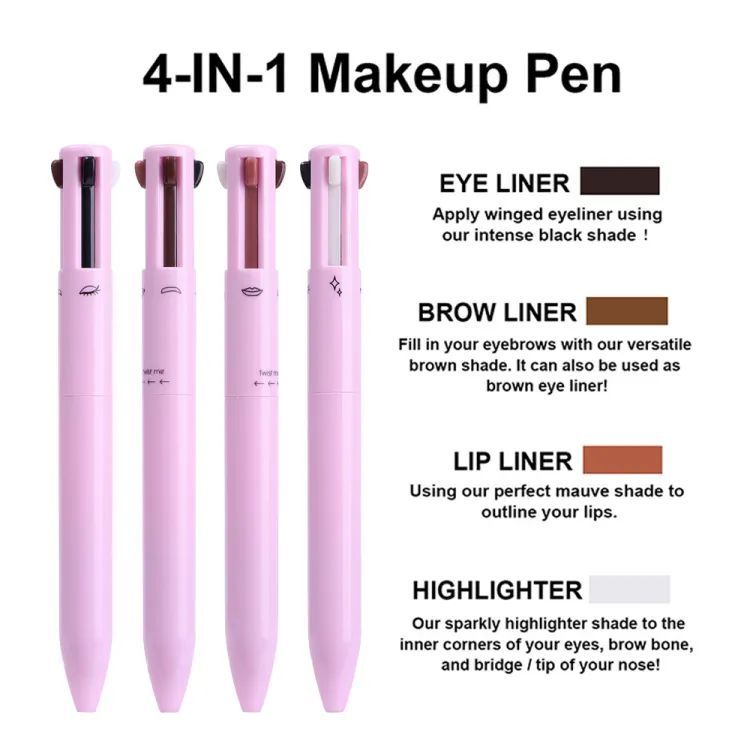 Makeup Pen 4 In 1 Eyebrow Pencil Waterproof Long Lasting Easy Color Eyebrow Lip Highlighter Pen Sweatproof Makeup Cosmetic Tool - Oshi.pk - Buy & Sell Online