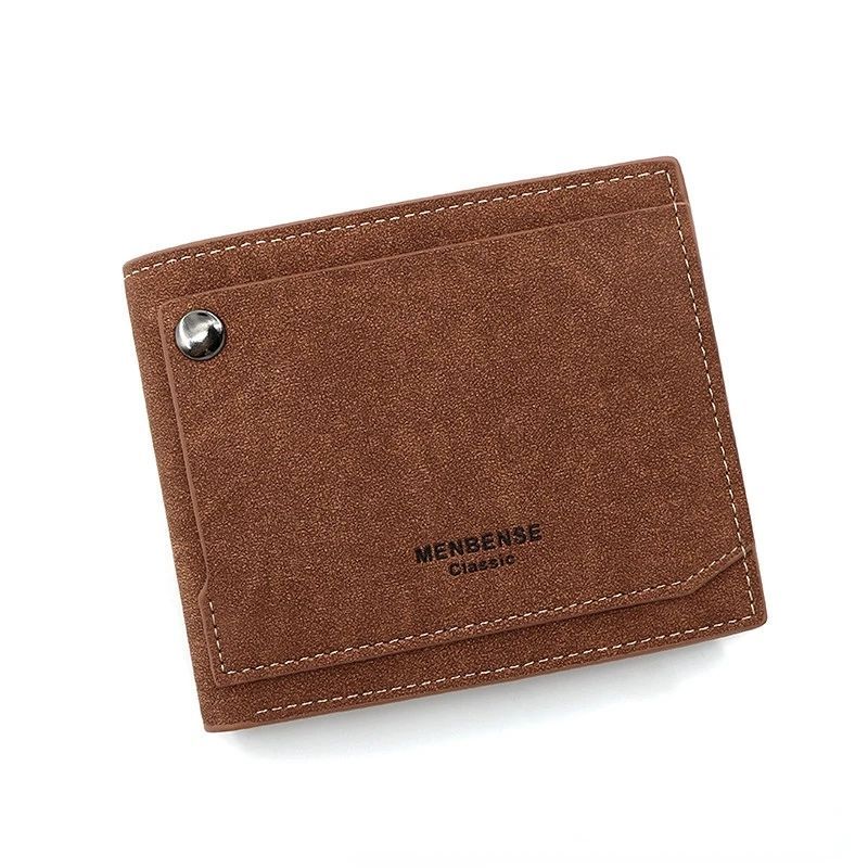 Men's Bense PU Leather Wallet with Frosted Hinge, Compact Design with External Button Closure, Soft Pocket for Cards and Cash - Oshi.pk - Buy & Sell Online