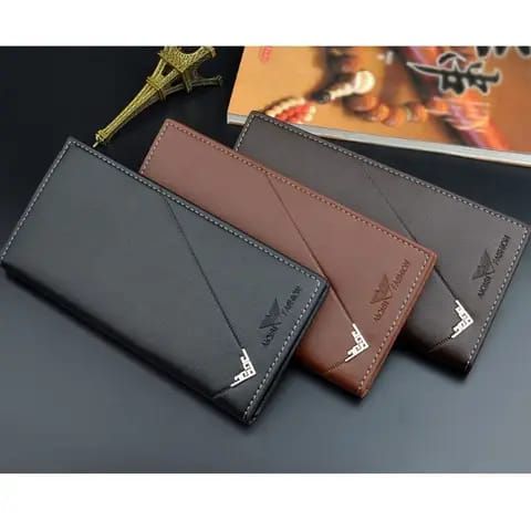 Men's PU Leather Long Clutch Men Business Card Holder Men Wallet Brown Black Coffee Men's Fashion Pocket Coin Purse - Oshi.pk - Buy & Sell Online
