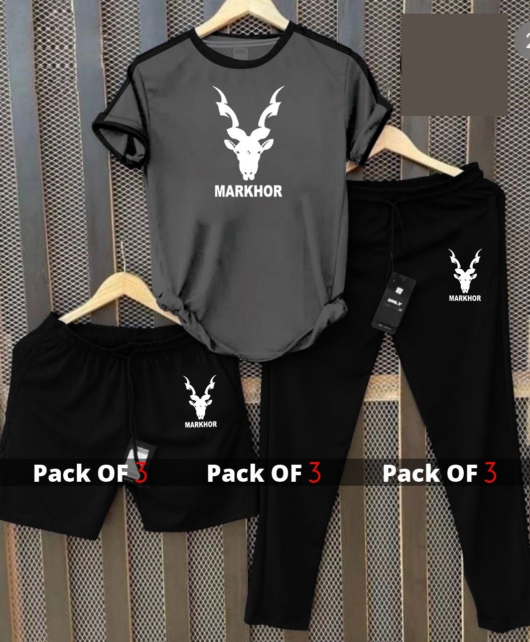 Makhoor Men 3 in 1 Tracksuit Tshirt Trouser and Short - Oshi.pk - Buy & Sell Online