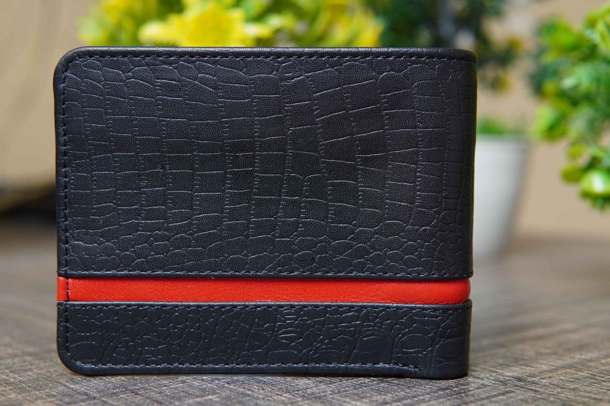 MENS WALLET RED STRIP WALLET - GENUINE LEATHER - Oshi.pk - Buy & Sell Online