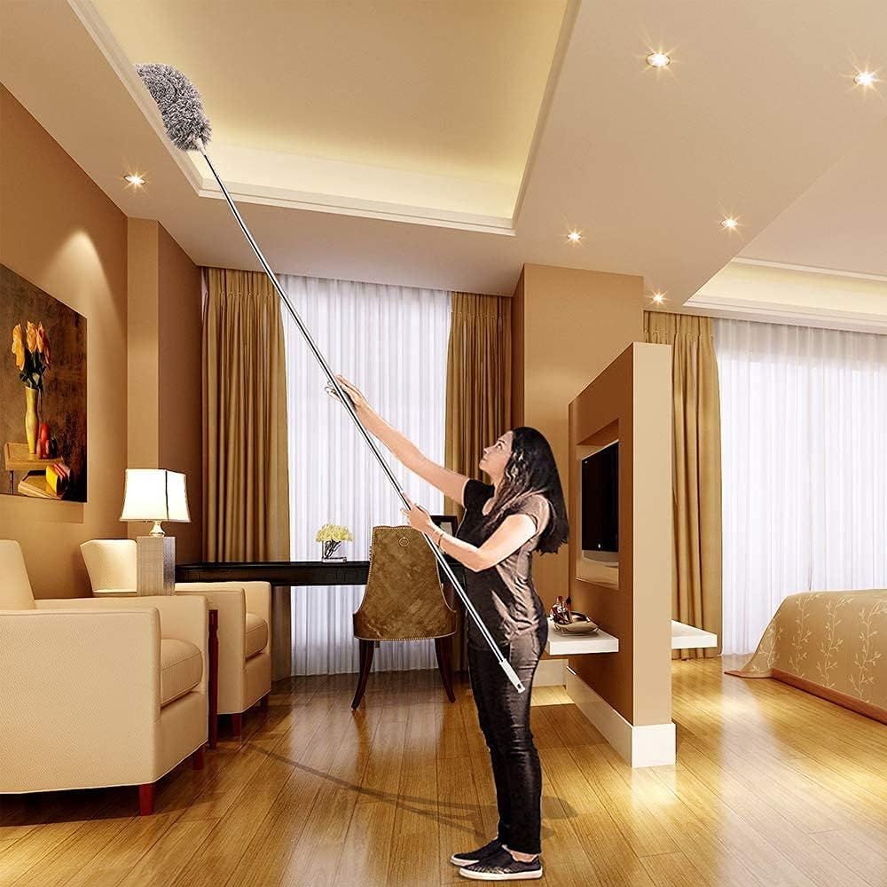 Microfiber Duster with Extension Pole Stainless Steel 30 to 100 with Bendable Head Extendable Long Duster for Cleaning Ceiling Fan High Ceiling - Oshi.pk - Buy & Sell Online