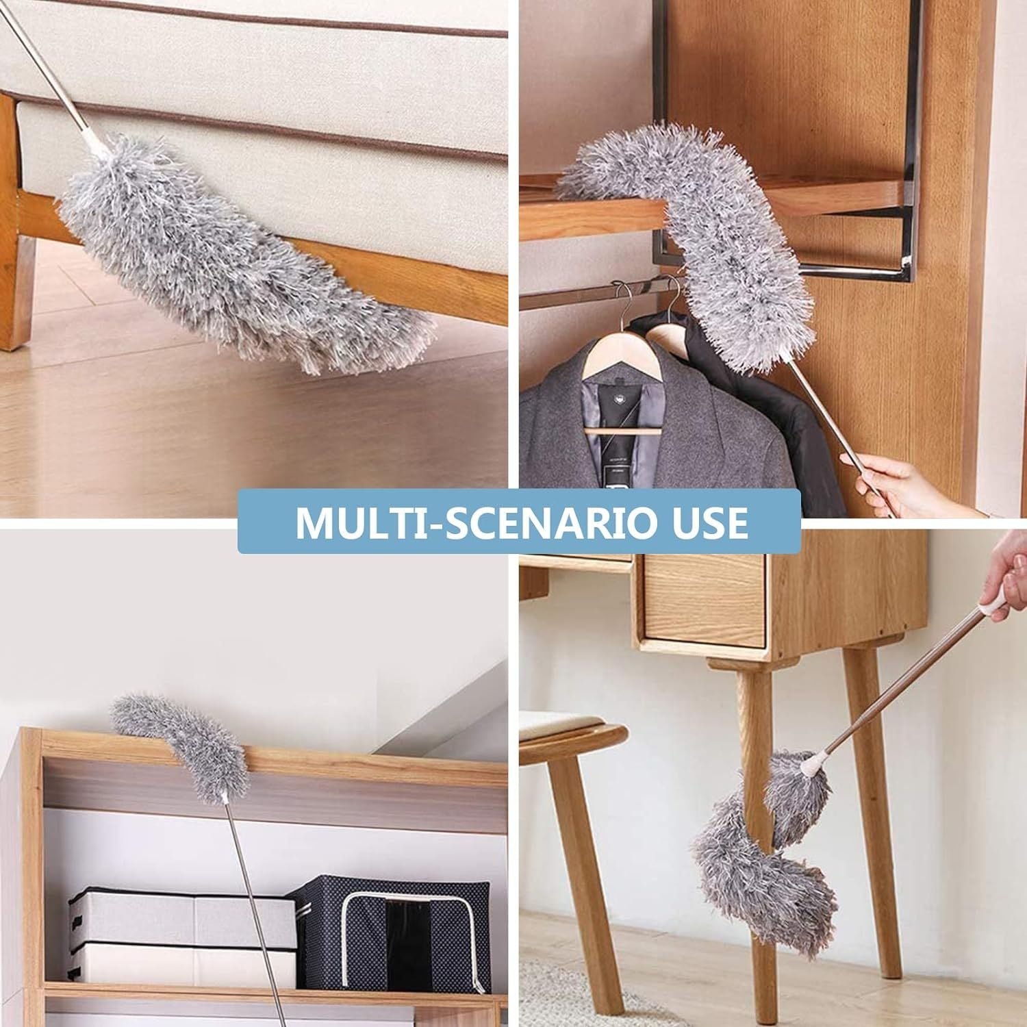 Microfiber Duster with Extension Pole Stainless Steel 30 to 100 with Bendable Head Extendable Long Duster for Cleaning Ceiling Fan High Ceiling - Oshi.pk - Buy & Sell Online