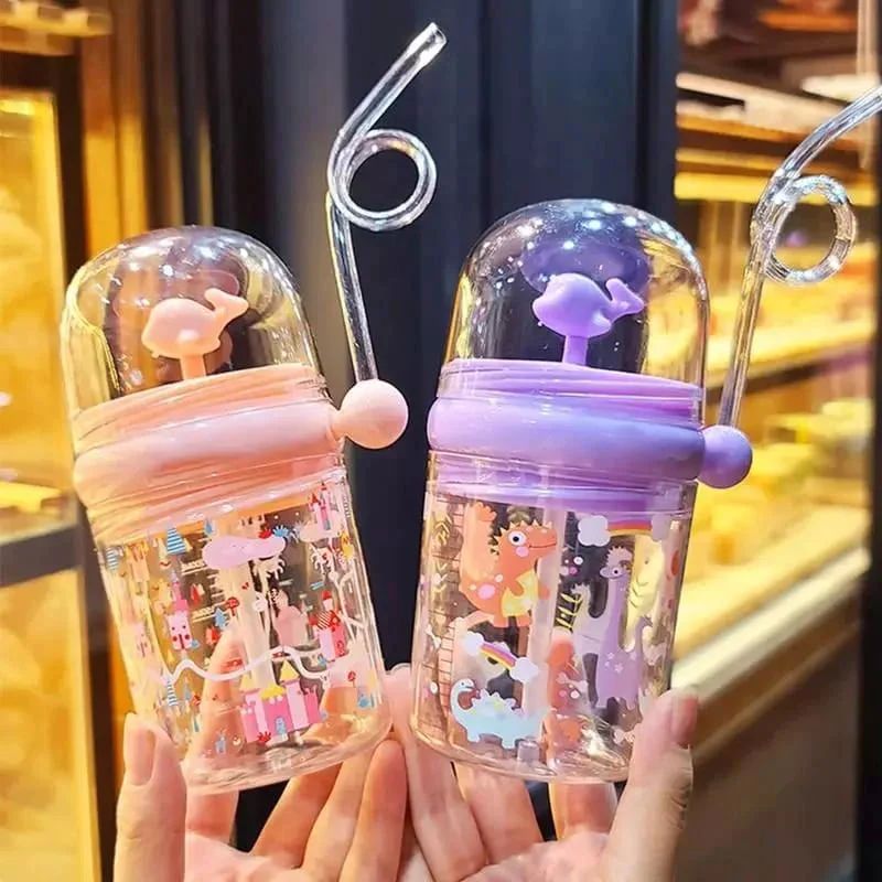 250ML Baby Water Bottle Cartoon Whale Children Feeding Bottle Straw - Oshi.pk - Buy & Sell Online