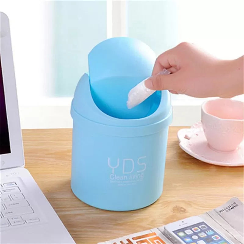 Mini Table Desk Dustbin Household Shake Lid Type Waste Bin Garbage Trash for Car Office Home Kitchen and Study Table - Multicolor - Oshi.pk - Buy & Sell Online