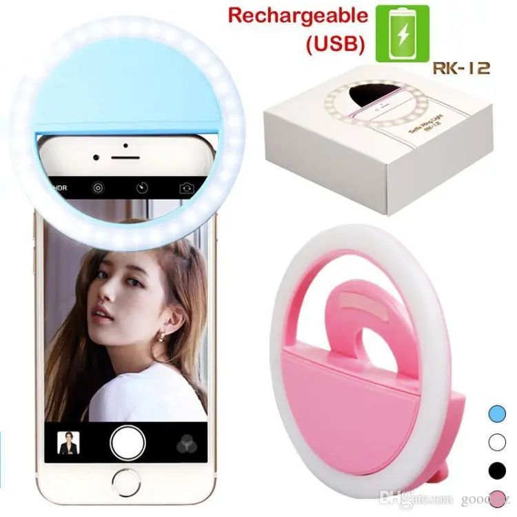Mobile Selfie Ring Light Portable Selfie LED Ring Light For Mobile Phones Rechargeable Ring Light With Charging Cable For Tik Tok And Photography Brightness Adjustment With Flash Mode - Oshi.pk - Buy & Sell Online