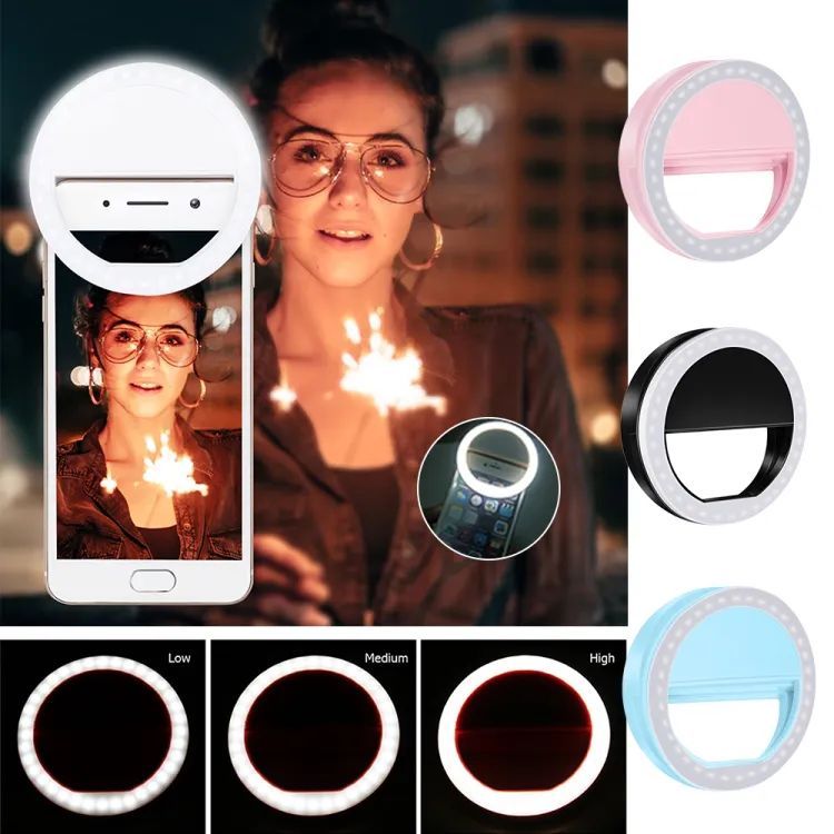 Mobile Selfie Ring Light Portable Selfie LED Ring Light For Mobile Phones Rechargeable Ring Light With Charging Cable For Tik Tok And Photography Brightness Adjustment With Flash Mode - Oshi.pk - Buy & Sell Online