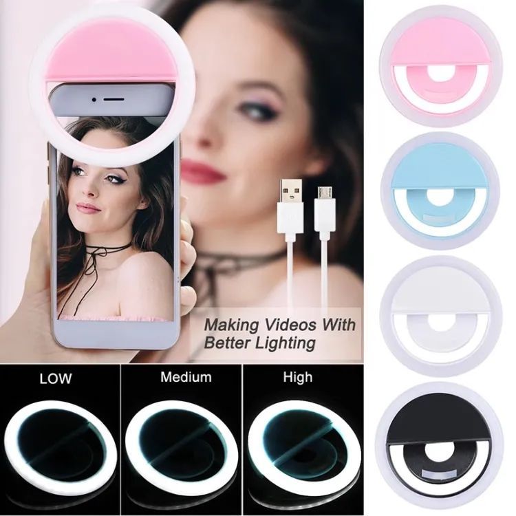 Mobile Selfie Ring Light Portable Selfie LED Ring Light For Mobile Phones Rechargeable Ring Light With Charging Cable For Tik Tok And Photography Brightness Adjustment With Flash Mode - Oshi.pk - Buy & Sell Online
