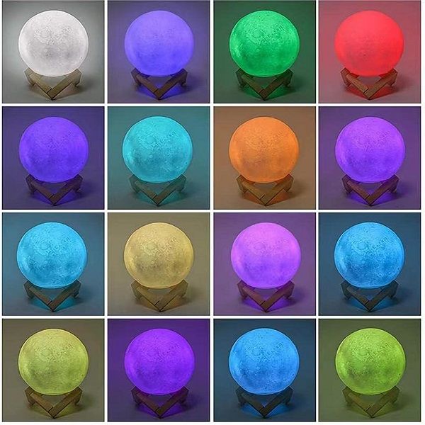 Moon Lamp with 16 Colors LED Night Light with Stand USB Rechargeable - Oshi.pk - Buy & Sell Online