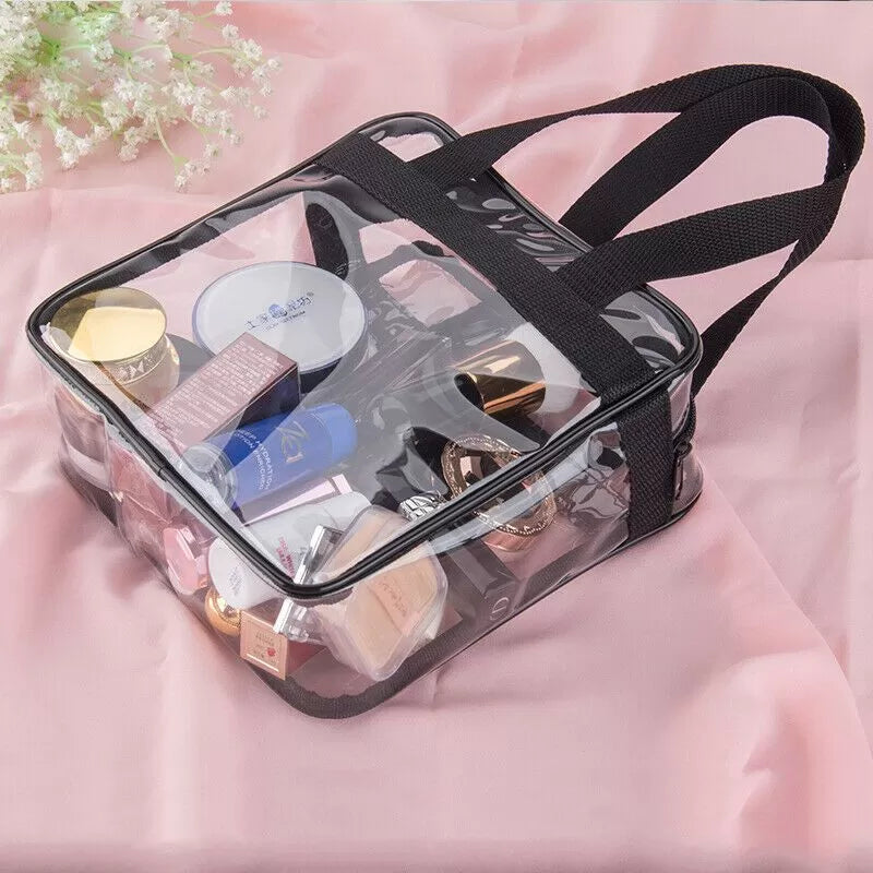 Multi Purpose Cosmetic PVC Plastic Bag Jewellery Bag Makeup Kit Transparent Handbag Cosmetic Bag Cosmetic Organizer Costmetic Storage Travel Make Up T - Oshi.pk - Buy & Sell Online