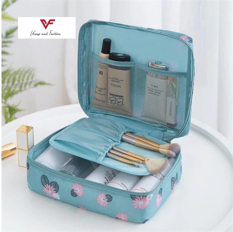 Multifunctional Travel Cosmetic Bag, Double Layer Portable Cosmetic Bag With Adjustable Dividers, Portable Makeup Pouch Brush Organizer, Purse Handbag - Oshi.pk - Buy & Sell Online