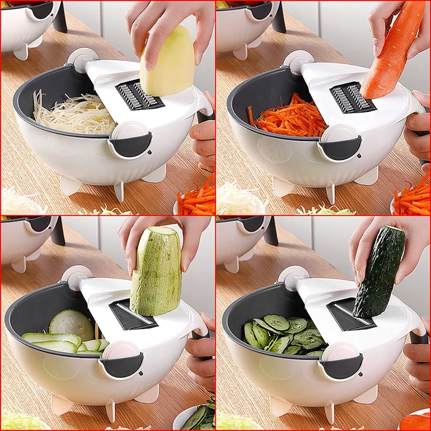 Multifunctional Vegetable Cutting Artifact - Household Choppers Veggie Fruit Shredder Grater Large Capacity Drainer Draining Basket - Rotate Kitchen C - Oshi.pk - Buy & Sell Online