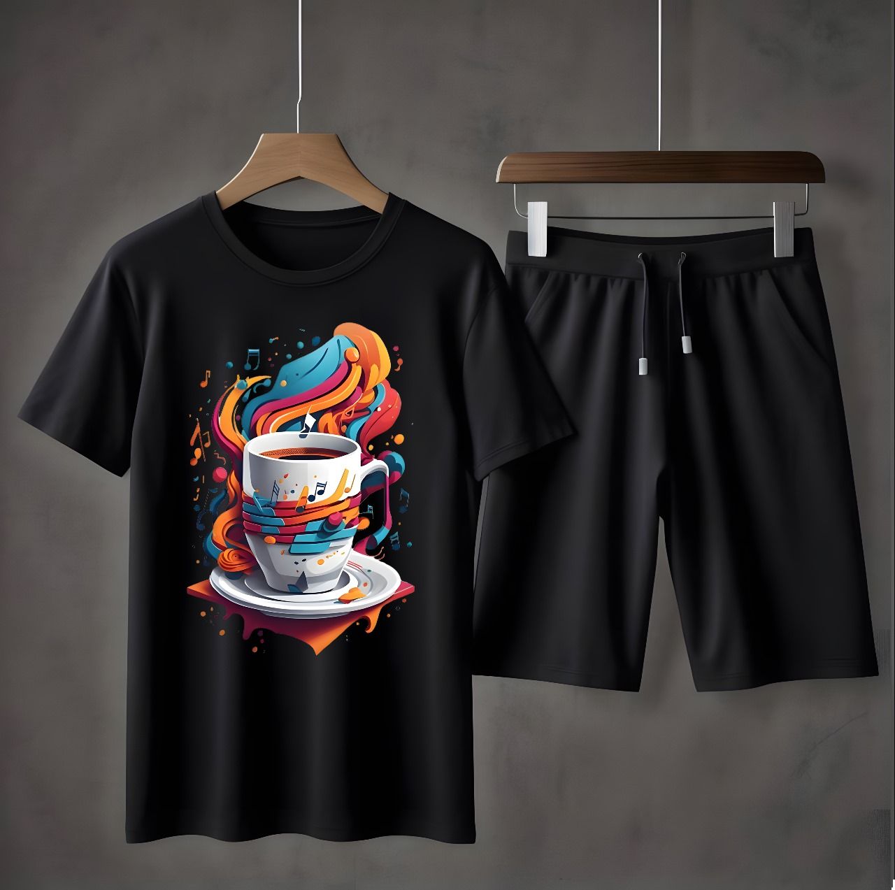 Music Tea Printed T-shirt And Shorts Summer Track Suit For Men - Oshi.pk - Buy & Sell Online