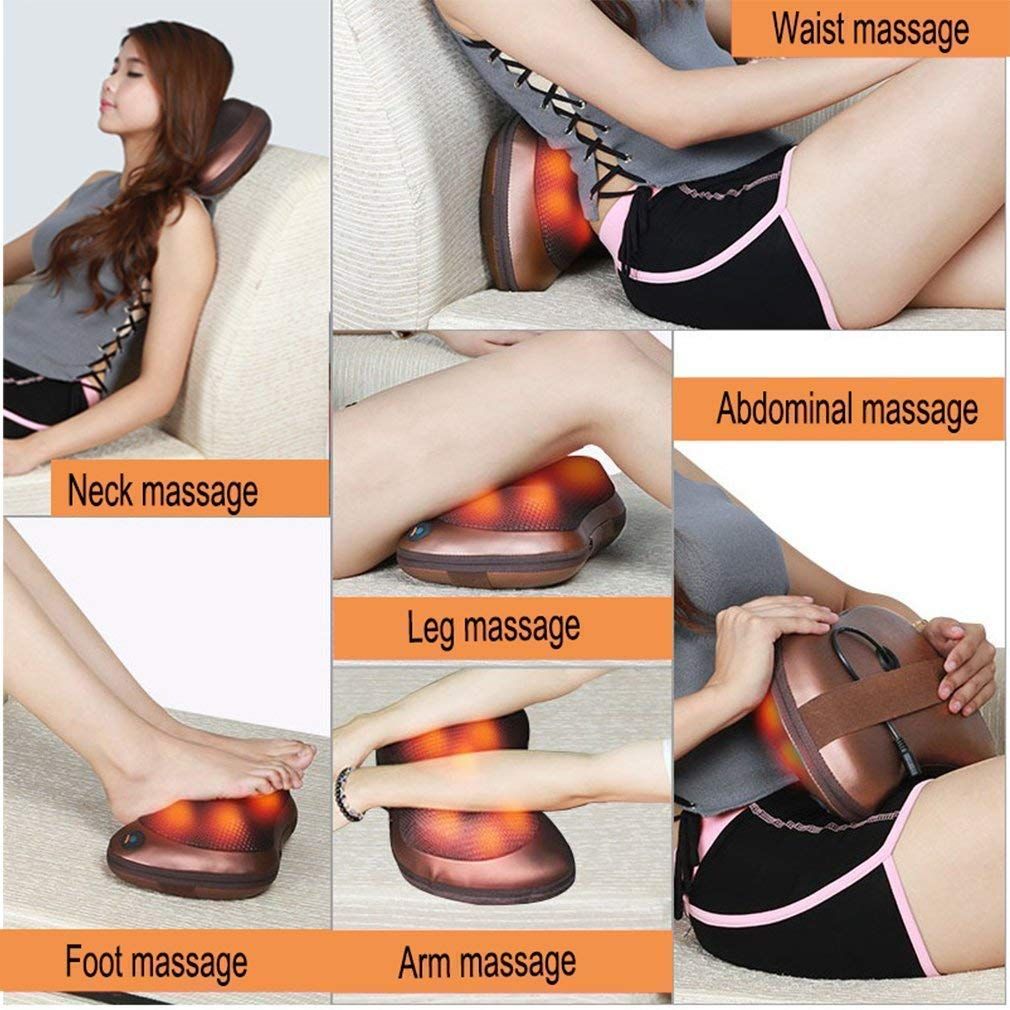 Neck Cushion Full Body Massager with Heat for pain relief Massage Machine for Neck Back Shoulder Pillow Massager - Swiss Relaxation therapy (Brown) - Oshi.pk - Buy & Sell Online