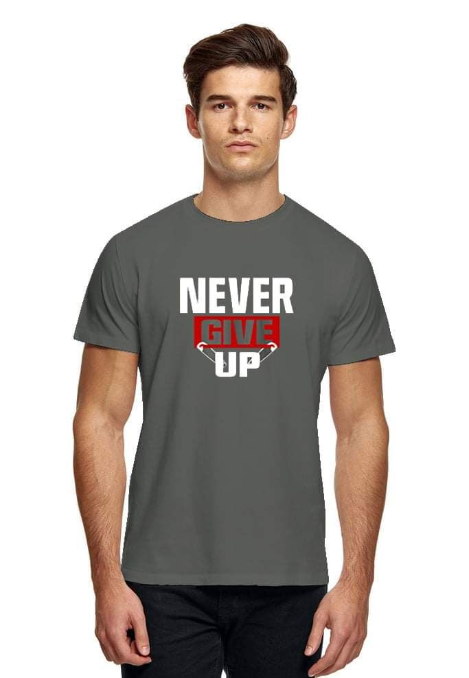 Never Give Up Cotton Printed T-shirt For Men - Oshi.pk - Buy & Sell Online
