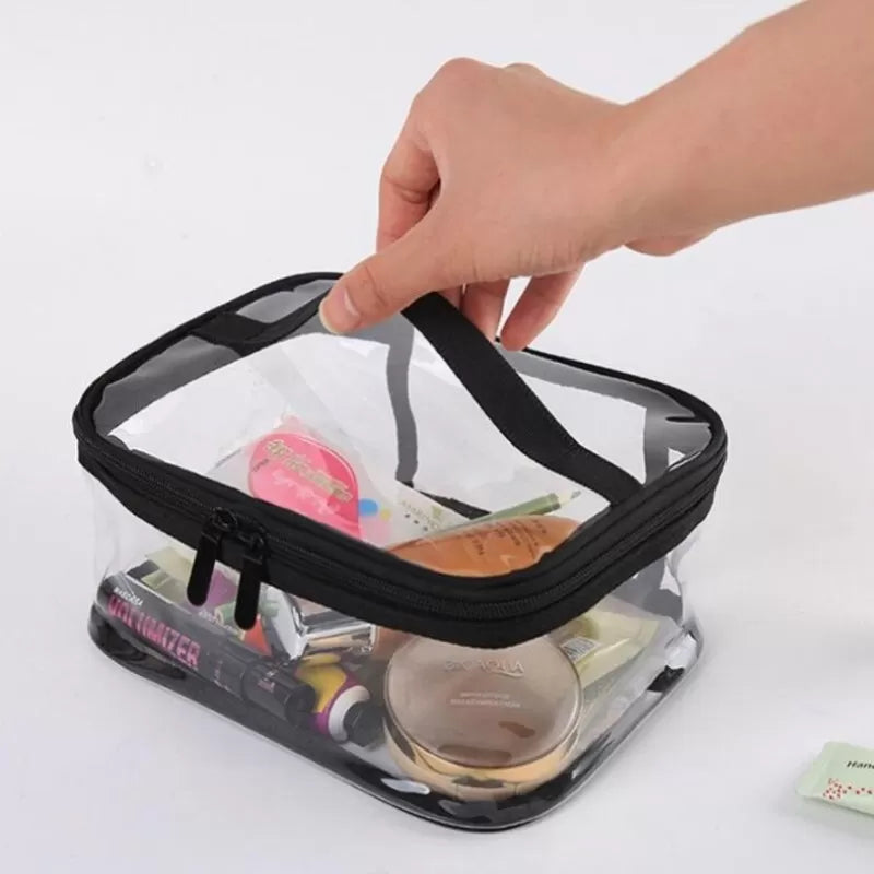 New Cosmetic Portable Makeup Pouch Waterproof Travel Hanging Organizer Bag Transparent PVC Bathroom Cosmetic Bag Women Travel Zipper Makeup Organizer - Oshi.pk - Buy & Sell Online