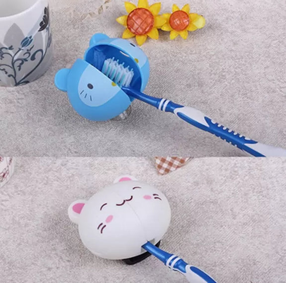 New Cute Wall Mounted Toothbrush Holder Case Box With Suction Cups Cartoon Animal Head Bathroom Brush Holder - Oshi.pk - Buy & Sell Online