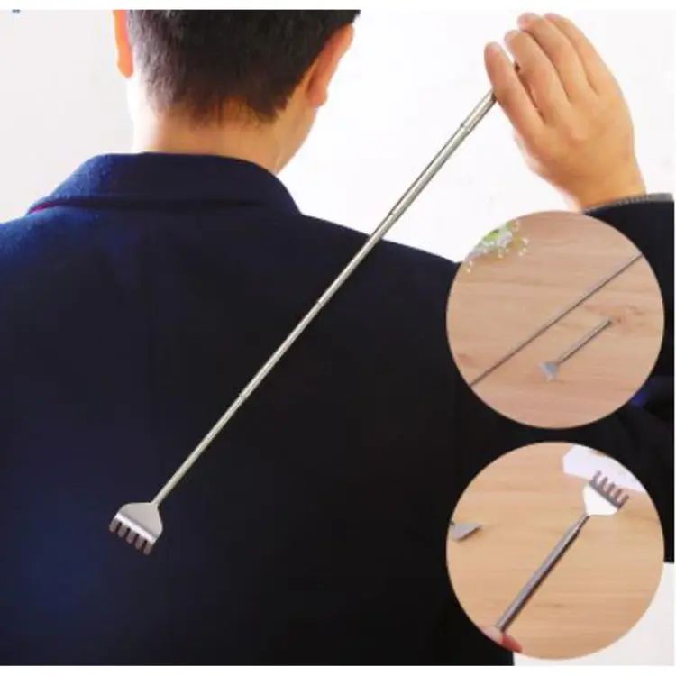 New Expandable Back Fork Scratch Practical Telescopic Pocket Scratching Massage Kit Stainless Steel Scratcher Handy Pen Clip Back Scratcher Relax Back - Oshi.pk - Buy & Sell Online