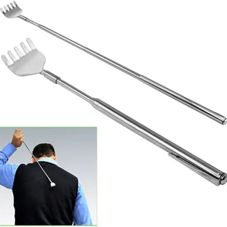 New Expandable Back Fork Scratch Practical Telescopic Pocket Scratching Massage Kit Stainless Steel Scratcher Handy Pen Clip Back Scratcher Relax Back - Oshi.pk - Buy & Sell Online
