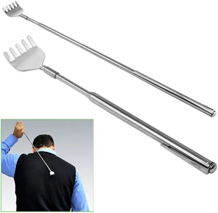 New Expandable Back Fork Scratch Practical Telescopic Pocket Scratching Massage Kit Stainless Steel Scratcher Handy Pen Clip Back Scratcher Relax Back - Oshi.pk - Buy & Sell Online