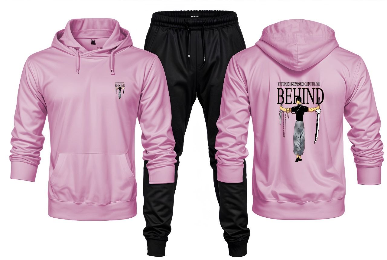 New Front Back To The One Who Left It A Printed Pink Hoodie and Black Trouser Tracksuit Winter Collection trendy fashion Gym Sports Outdoors Wear - Oshi.pk - Buy & Sell Online