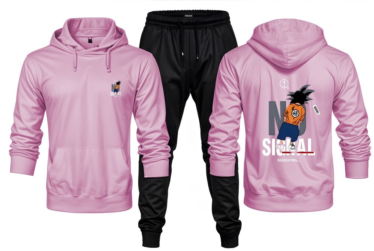 New Front Back Trendy Single Searching Printed Pink Hoodie and Black Trouser Tracksuit Winter Collection trendy fashion Gym Sports Outdoors Wear - Oshi.pk - Buy & Sell Online