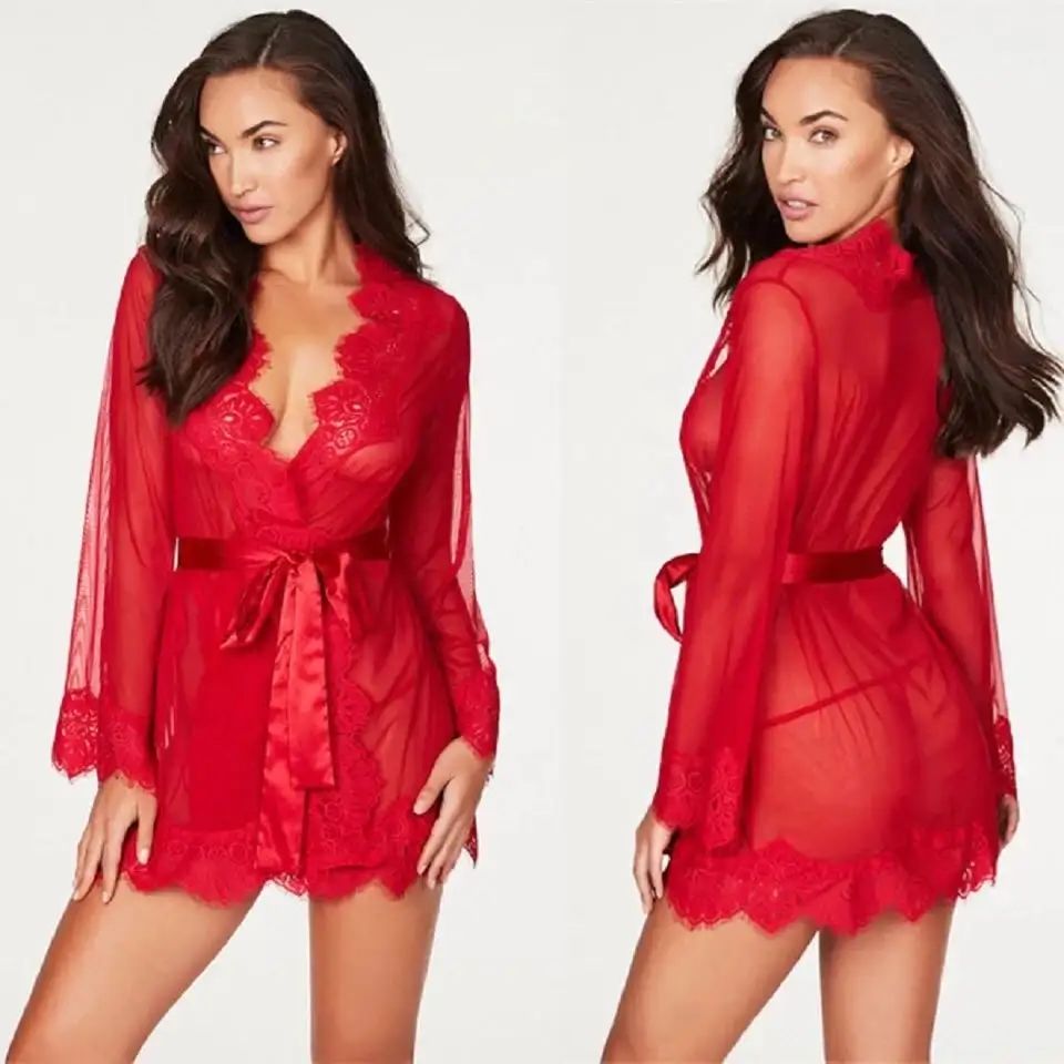 New Gown Style Sexy Transparent Lace Nighties for Woman (RED) - Oshi.pk - Buy & Sell Online