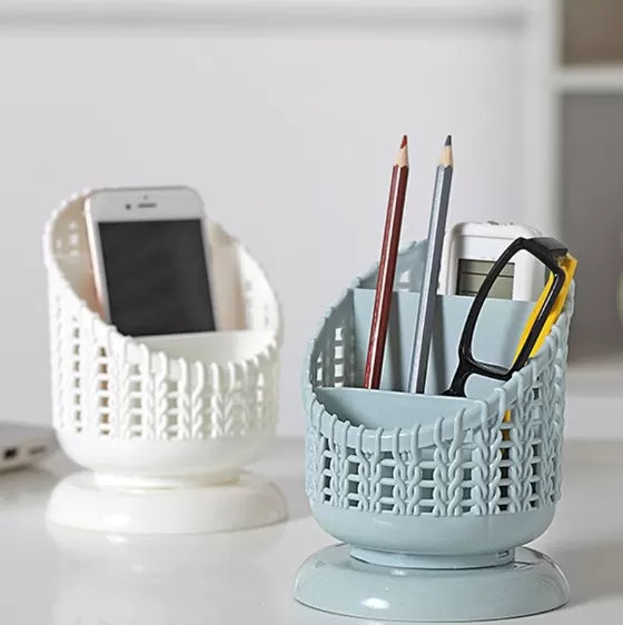 New Round PP Pencil Holder Multifunction Desk Organizer 3 Compartments Office Basket Home Makeup Pen Holder - Oshi.pk - Buy & Sell Online
