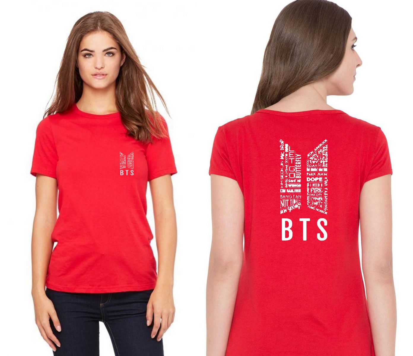 New Stylish Trendy Slim Fit Bts Printed Round Neck red T-Shirts For BTS fans Lovers - Oshi.pk - Buy & Sell Online