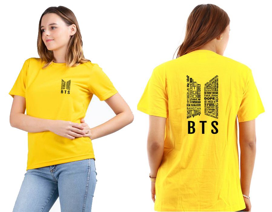 New Stylish Trendy Slim Fit Bts Printed Round Neck Yellow T-Shirts For BTS fans Lovers - Oshi.pk - Buy & Sell Online