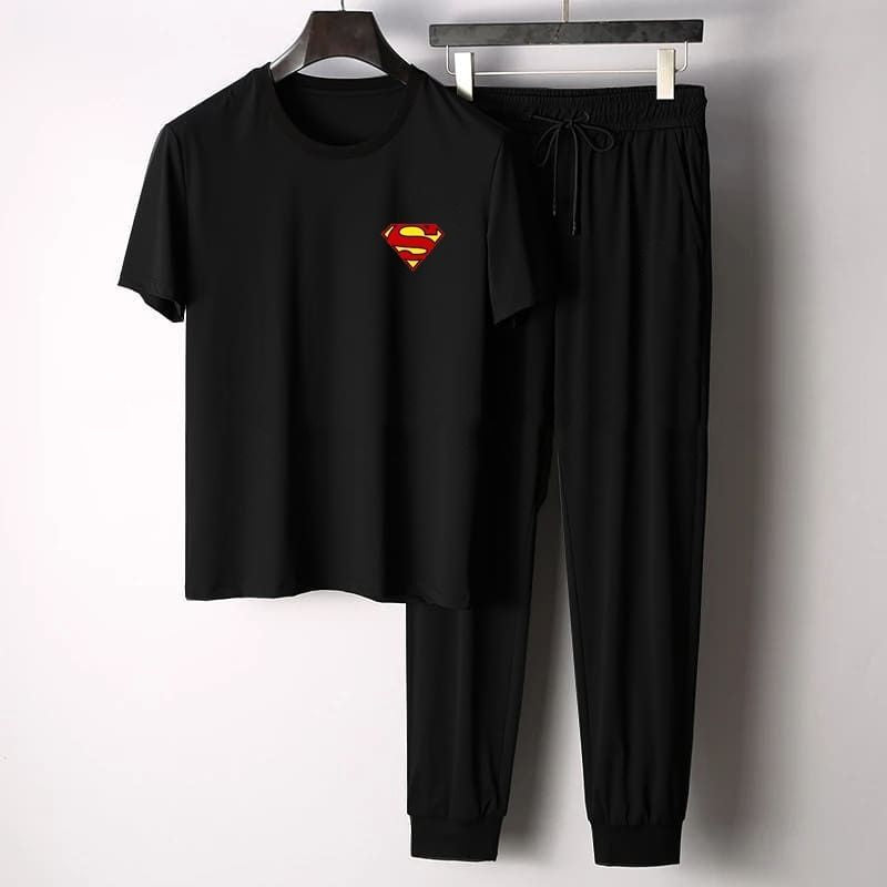 New Summer Design Superman Logo Printed Black T shirt And Black Trouser For Mens - Oshi.pk - Buy & Sell Online