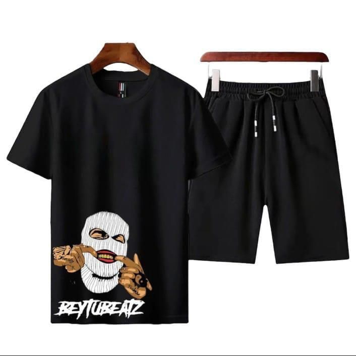 New tracksuit Gangster Beytubeatz Printed In BLACK Color Cotton Half Sleeves O Neck Short & Tshirt Summer Wear For Men & Boys - Oshi.pk - Buy & Sell Online