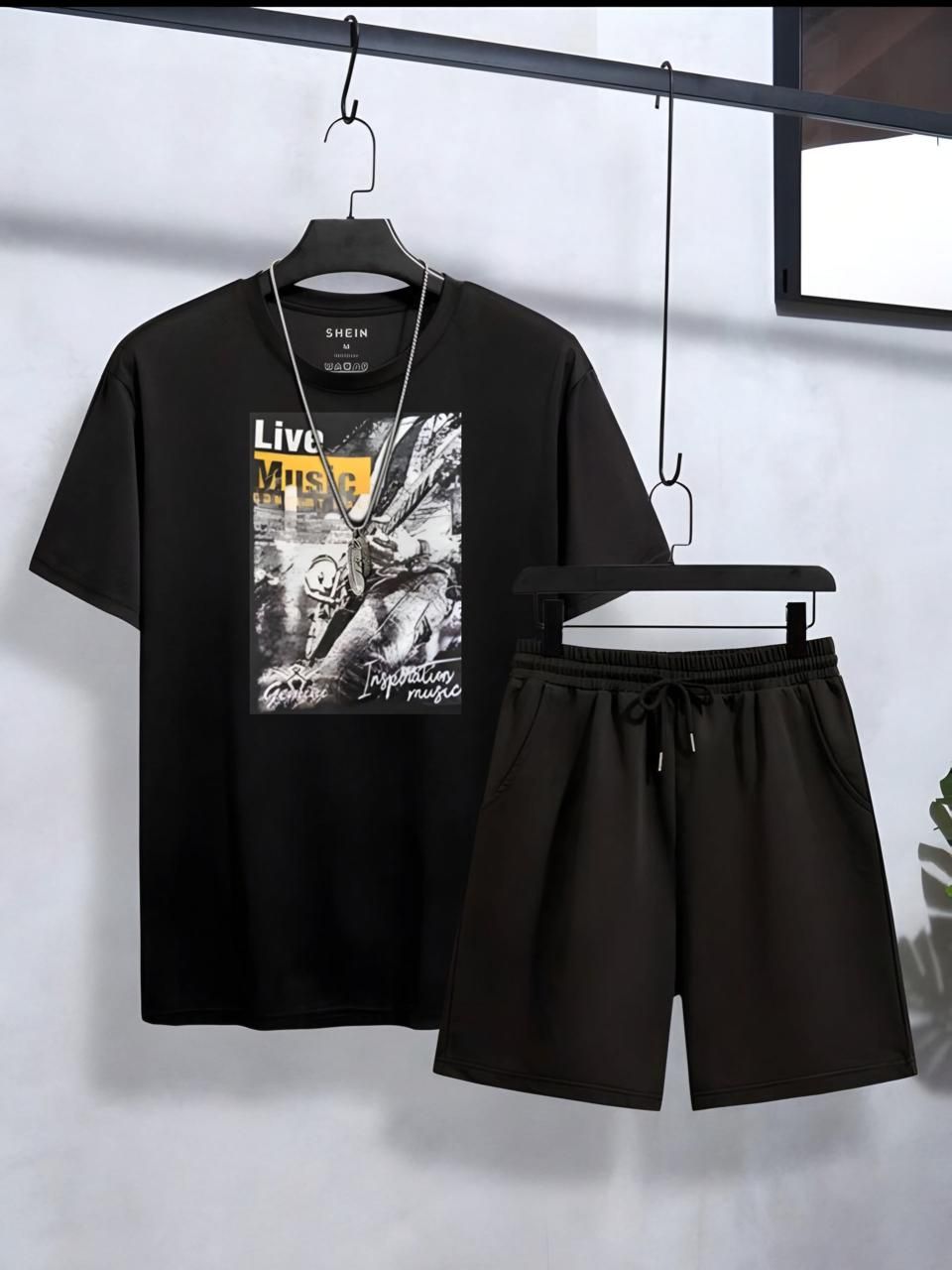 New tracksuit Live Music Printed In black Color Cotton Half Sleeves O Neck Short & Tshirt Summer Wear For Men & Boys - Oshi.pk - Buy & Sell Online