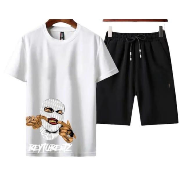 New tracksuit Gangster Beytubeatz Printed In White Color Cotton Half Sleeves O Neck Short & Tshirt Summer Wear For Men & Boys - Oshi.pk - Buy & Sell Online