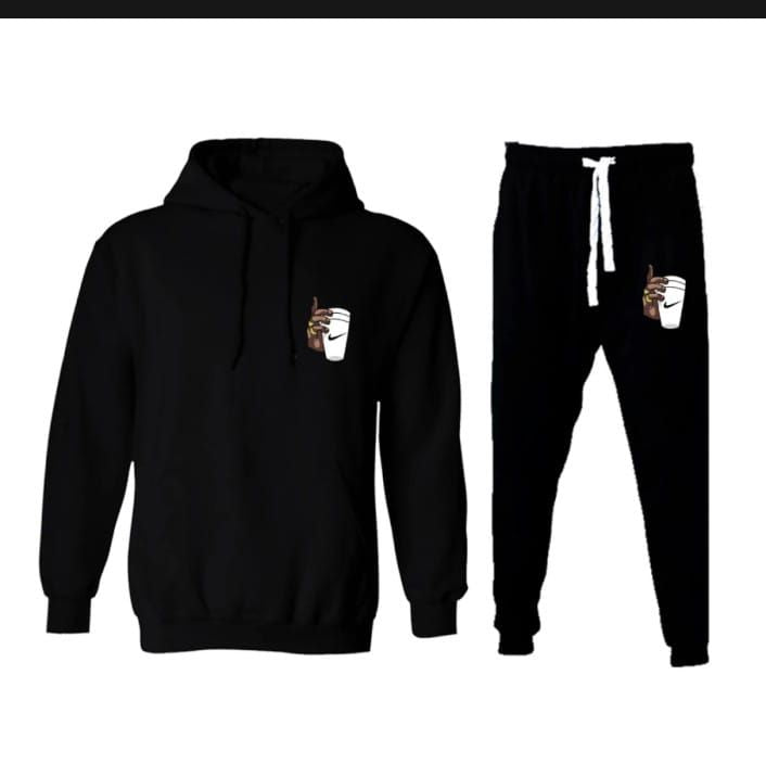 New Trendy Print Winter Tracksuit With Warm Fleece Black Hoodie and Trouser For Men - Oshi.pk - Buy & Sell Online