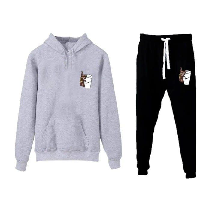 New Trendy Print Winter Tracksuit With Warm Fleece Grey Hoodie and Trouser For Men - Oshi.pk - Buy & Sell Online