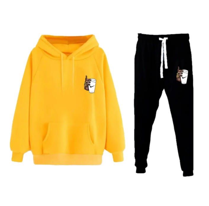 New Trendy Print Winter Tracksuit With Warm Fleece Yellow Hoodie and Trouser For Men - Oshi.pk - Buy & Sell Online