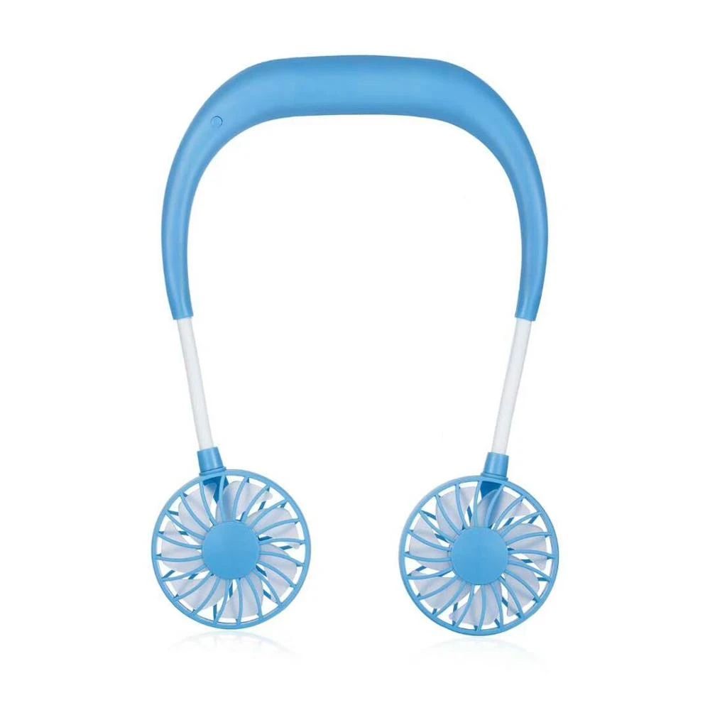 New Update Hands-Free Neck Band Hands-Free Hanging USB Rechargeable Dual Fan Mini Air Cooler Summer Portable 1200mA - Oshi.pk - Buy & Sell Online