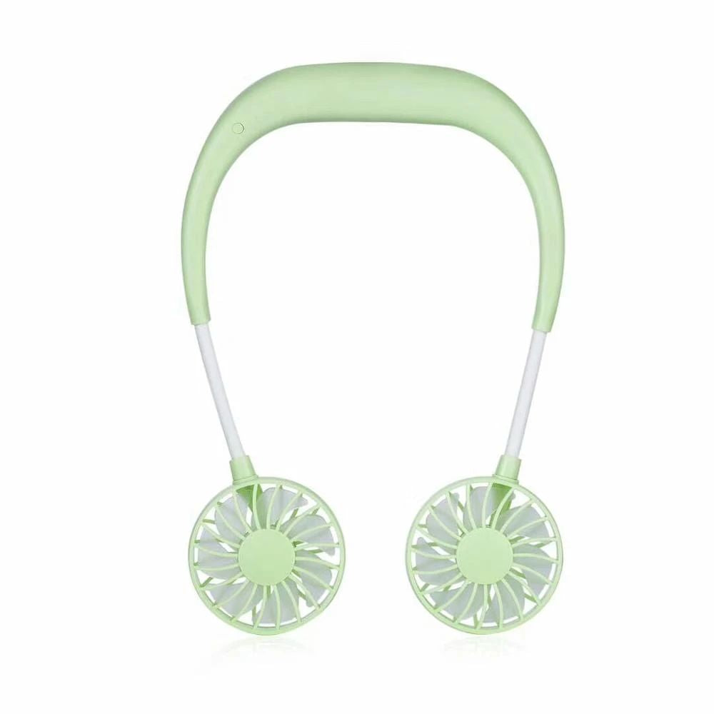 New Update Hands-Free Neck Band Hands-Free Hanging USB Rechargeable Dual Fan Mini Air Cooler Summer Portable 1200mA - Oshi.pk - Buy & Sell Online