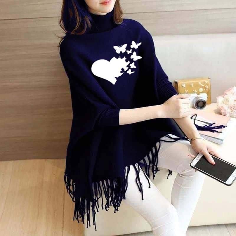 New Women's Bat-Wing Style Printed Fleece Poncho - Oshi.pk - Buy & Sell Online