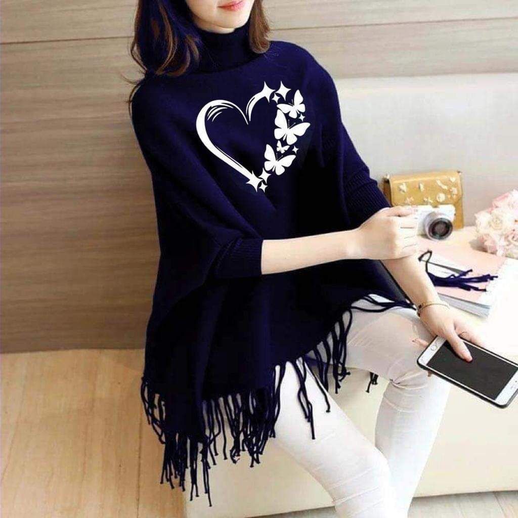 New Women's Bat-Wing Style Printed Fleece Poncho - Oshi.pk - Buy & Sell Online
